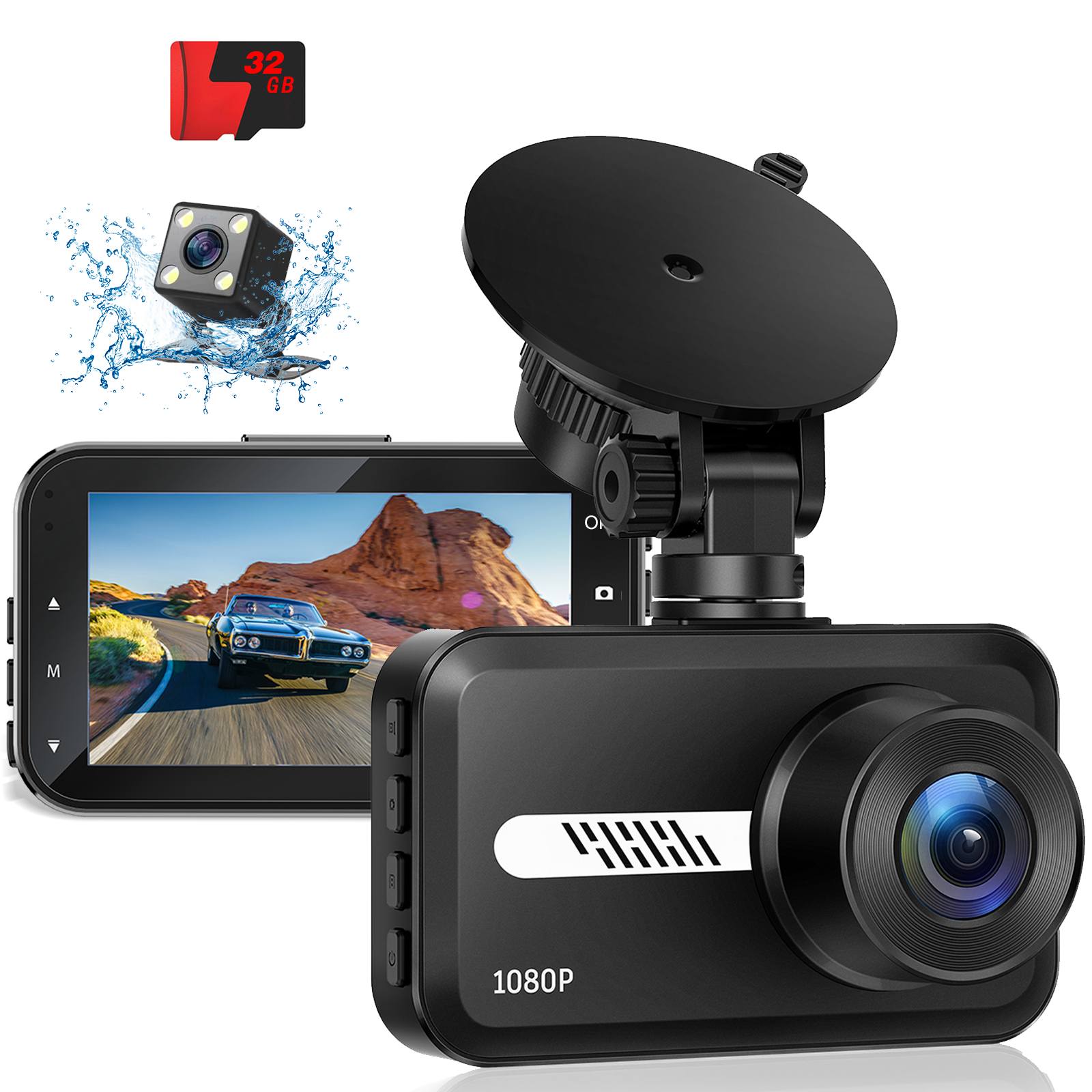 G100 1080P dash cam front and rear - www.gmaipop.com